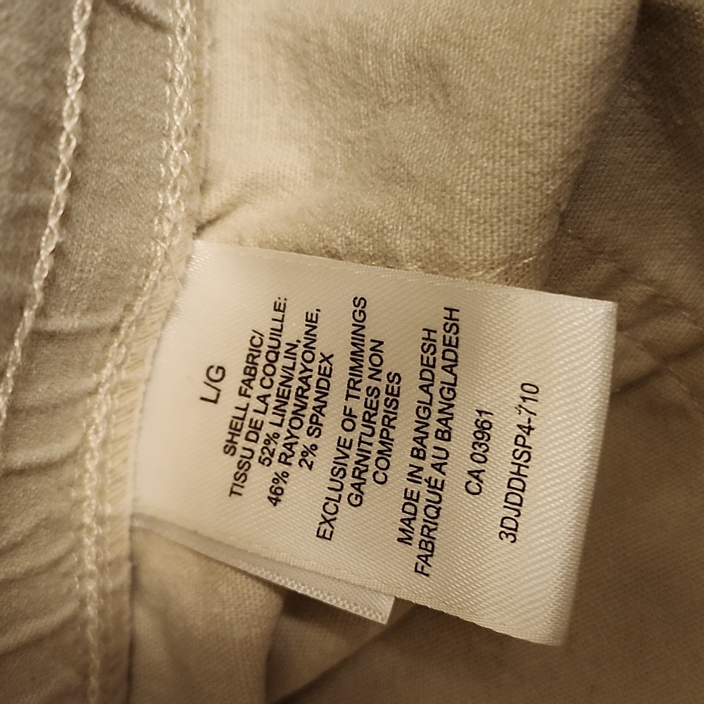 DENVER HAYES 2 Pair Of Wide Leg Crop Capris, Size L, EUC, Green and Beige - Picture 6 of 7